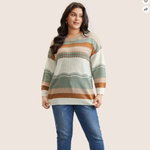 BloomChic Supersoft Essential  Striped Round Neck  Sweater - Picture 5 of 6